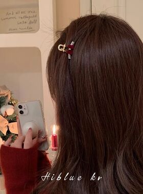 发夹边夹侧边丝绒蝴蝶结小号发饰抓夹女秋冬公主头发夹刘海夹侧边