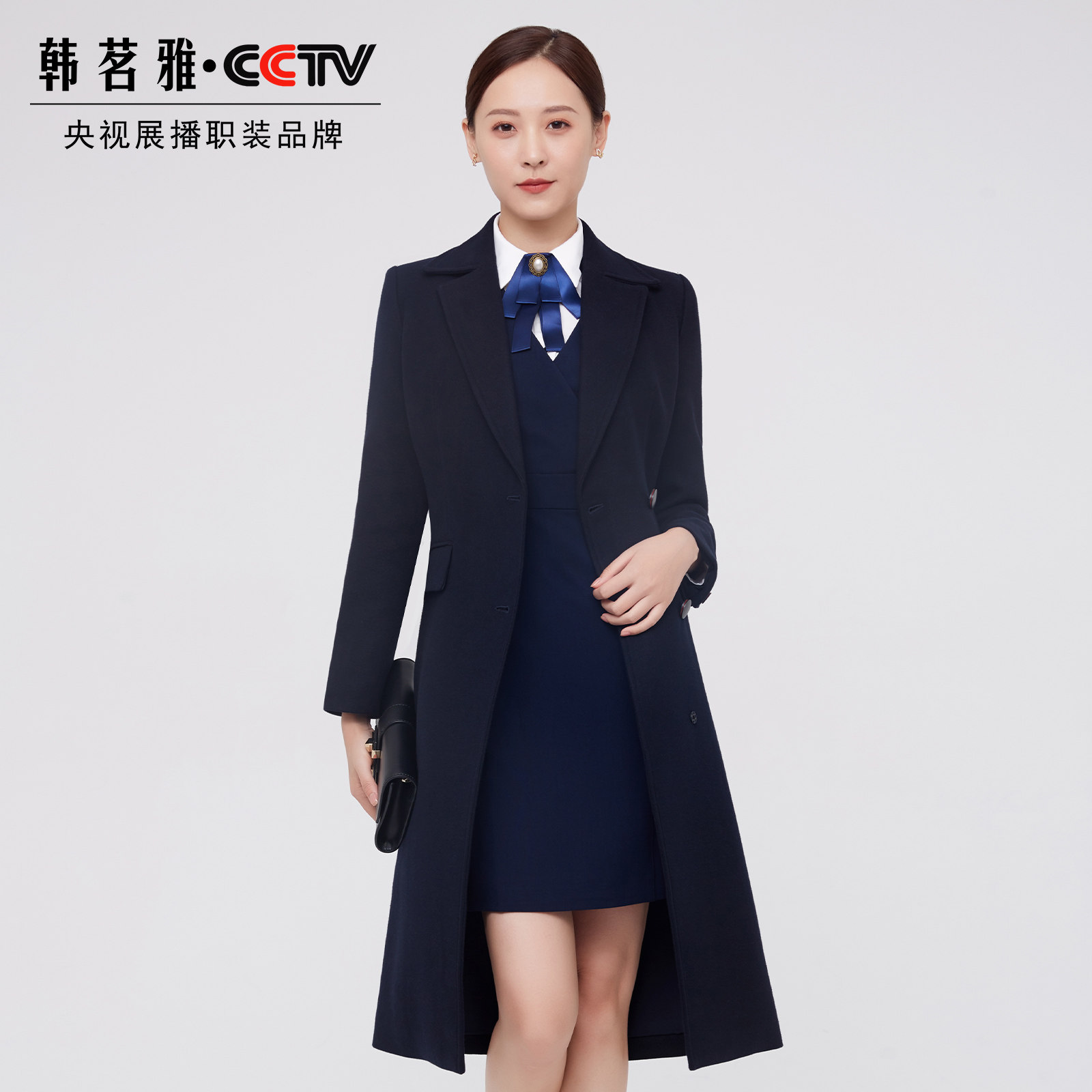 韩茗雅职业毛呢外套女冬中长款工装 韩茗雅服饰毛呢外套