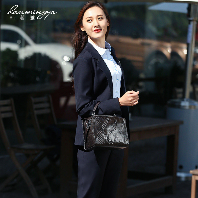 羊毛料工装气质工作服夏 韩茗雅服饰职业女裤套装