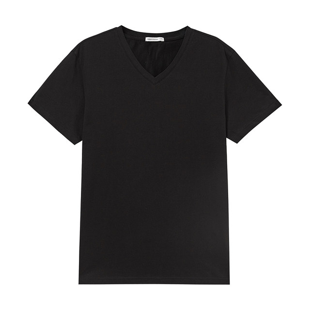 Metersbonwe V-neck men's T-shirt slim fit white summer