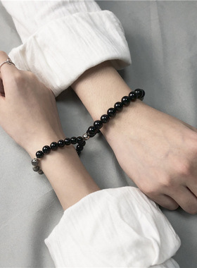 七夕情人节情侣手链黑曜石水晶