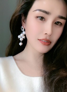 钟楚曦同款红色串珠流苏耳环女小众复古高级感耳坠度假风耳饰夏季