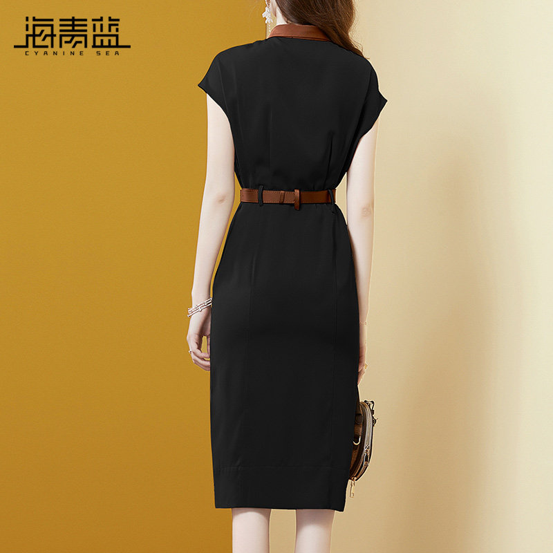 海青蓝收腰显瘦一步裙新款连衣裙 海青蓝连衣裙