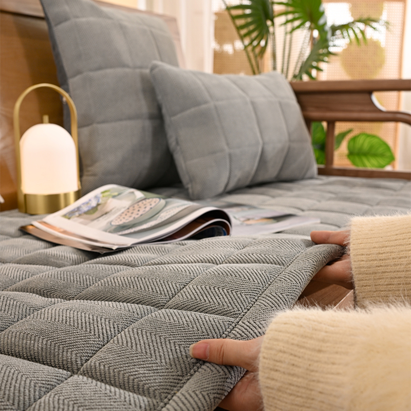 雪尼尔四季通用2025新款防滑简约现代办公室红实木沙发垫坐垫定制 - 图1