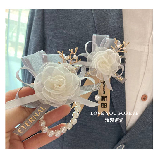 Bridesmaid's wrist flower, bride's sister's group hand flower, Korean style wedding bracelet, parents' groom's groomsmen's corsage