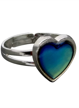 2025妻子的浪漫旅行情绪戒指 戚薇同款感温爱心变色戒指复古戒指