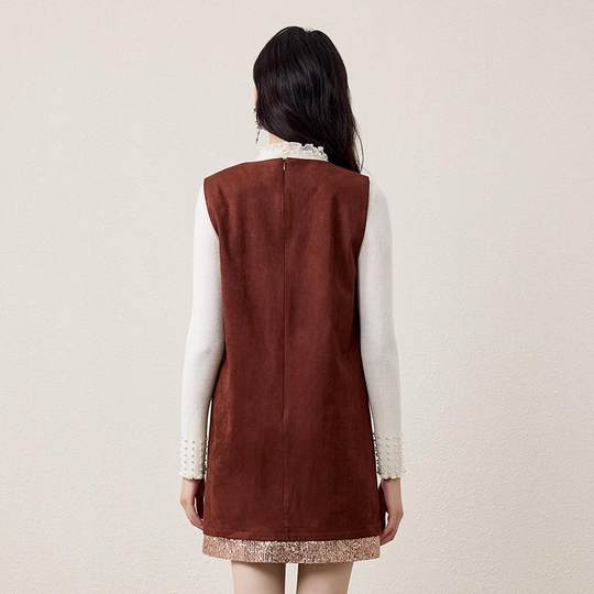 FEXATA斐格思2025秋新品甜美少女感花朵装饰背心连衣裙