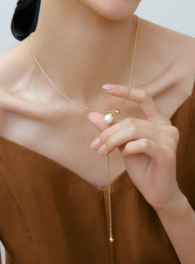 Fellala/翡拉拉「简奢3.0」系列浮光Y字链珍珠项链