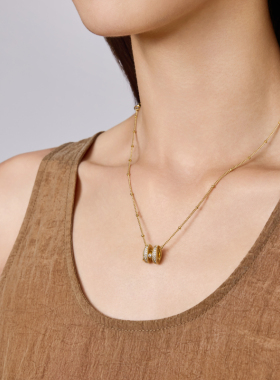 幸运字母珐琅锁骨链fellala