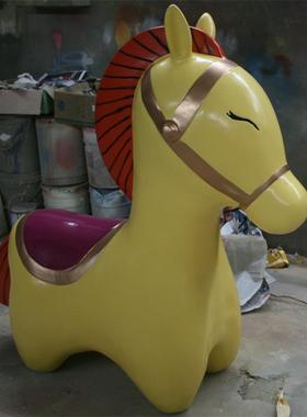 户外玻璃钢卡通木马雕塑摆件