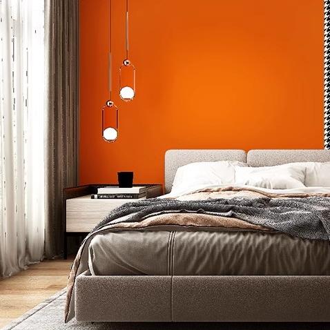 爱马仕橙墙纸北欧简约拼色背景墙壁纸客厅卧室沙发壁画直播间墙布