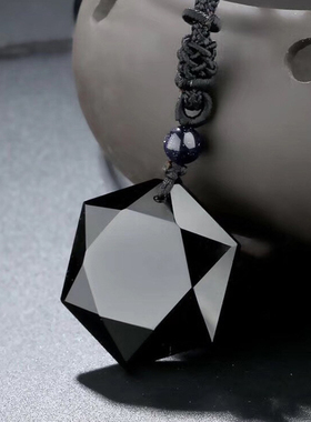 ZRM Fashion Black Obsidian Pendant Necklace Obsidian Star