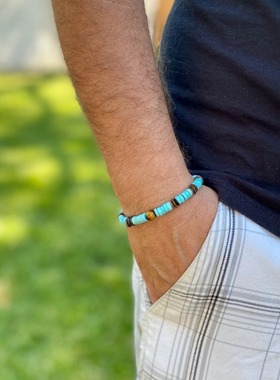 Mens wooden bracelet set. Surfer bracelet men. Coconut bead
