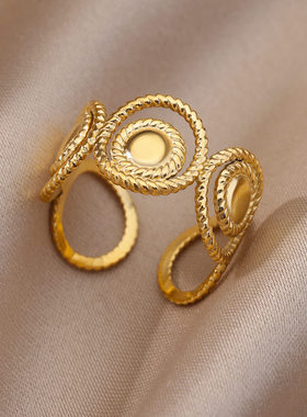 Stainless Steel Rings For Women Men Gold Color Open Gothic