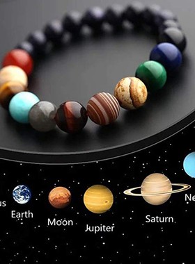 Eight Planets Bead Bracelet Men Natural Stone Universe Yoga