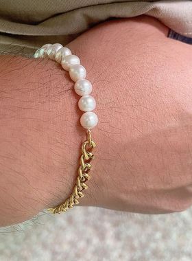 Luxury Half Natural Freshwater Bracelets Pearl Half Charm
