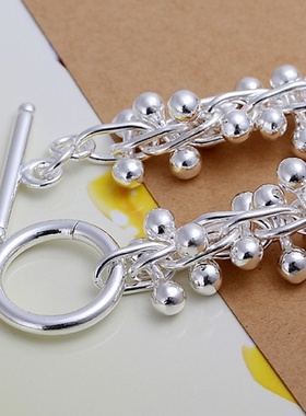 925 silver Color Bracelets charm solid chain beads fashion