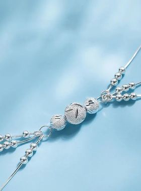 Fine 925 Sterling Silver Lucky beads ball chain Bracelet