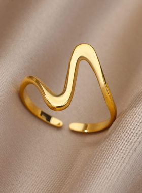 Stainless Steel Rings For Women Men Gold Color Open Gothic