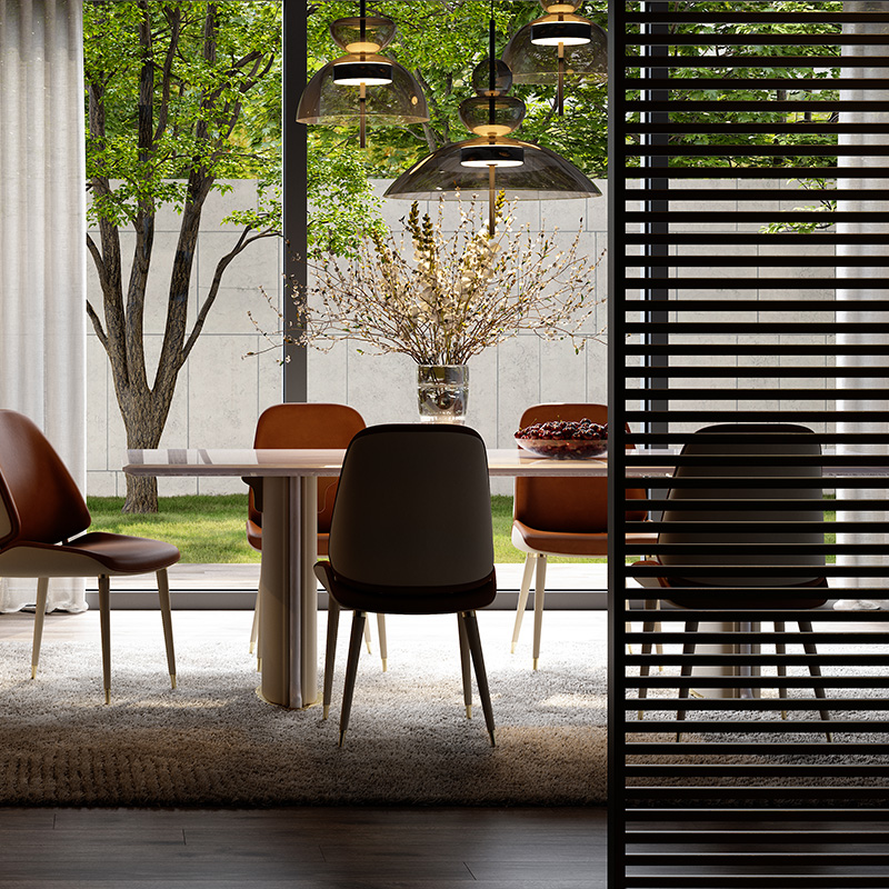 魅力大师级天然奢石餐桌 别墅客厅横厅饭桌家用大理石长方形餐桌 - 图0