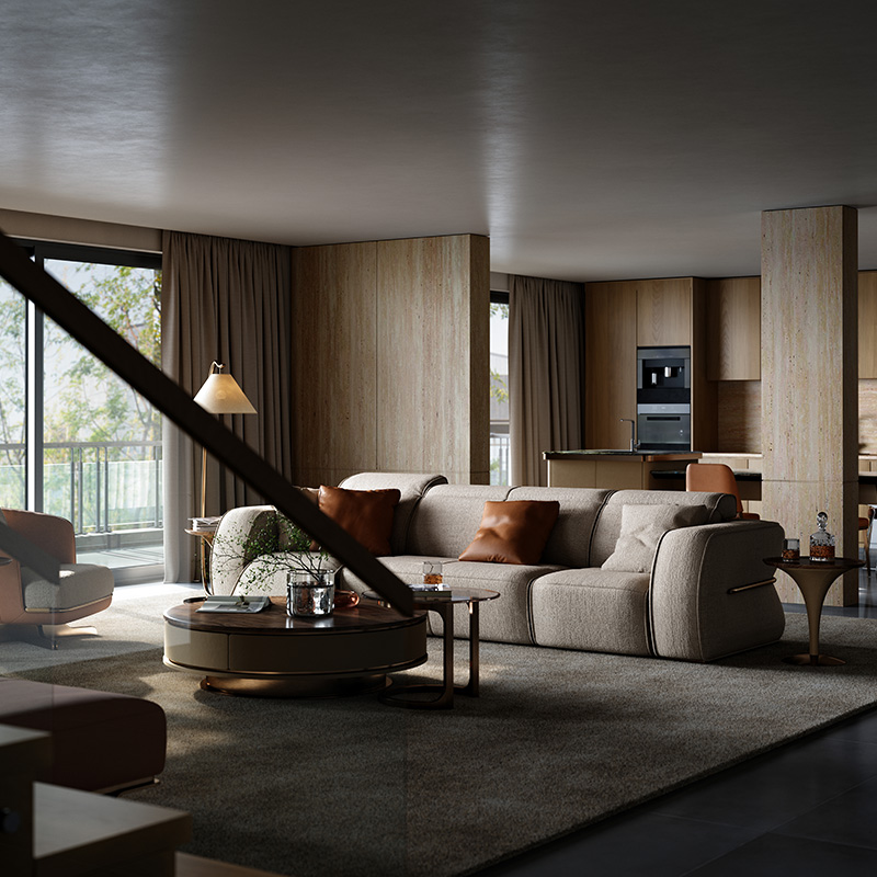 TAZA 意式轻奢布艺沙发 别墅全屋搭配客厅系列 现代简约功能沙发 - 图0