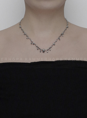 kammerhopa 925银骷蕾丝系列小骷髅挂件项链做旧烧白锁骨链新品