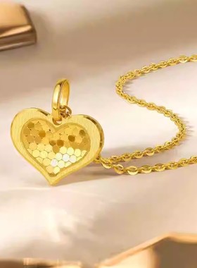 仿真黄金项链女龙鳞爱心沙金吊坠幸运四叶草锁骨链结婚百搭毛衣链