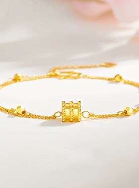 爆闪双层小蛮腰手链女小众轻奢高级感转运珠假金仿真黄金沙金饰品