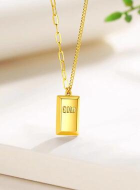 沙金暴富小金条项链女招财小金砖金块吊坠仿真黄金锁骨链结婚三金
