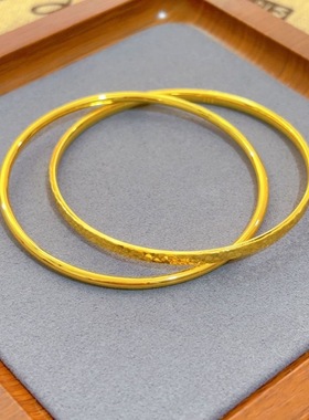 碎冰冰双环手镯女仿黄金镯子小众轻奢高级感手环钛钢配饰沙金饰品