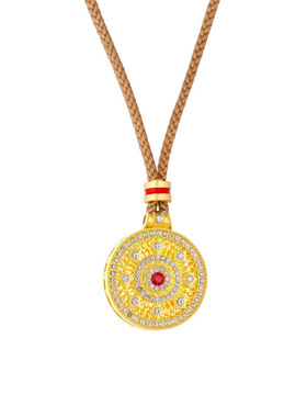 平安扣葫芦吊坠高级感八宝罗盘观音弥勒佛轻奢小众沙金假黄金首饰