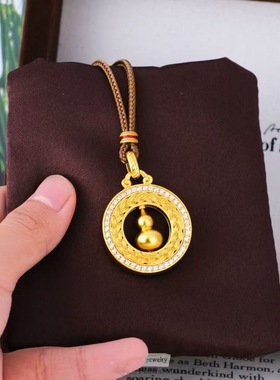 麦穗点钻旋转葫芦吊坠项链女仿真黄金小众轻奢高级感毛衣沙金饰品