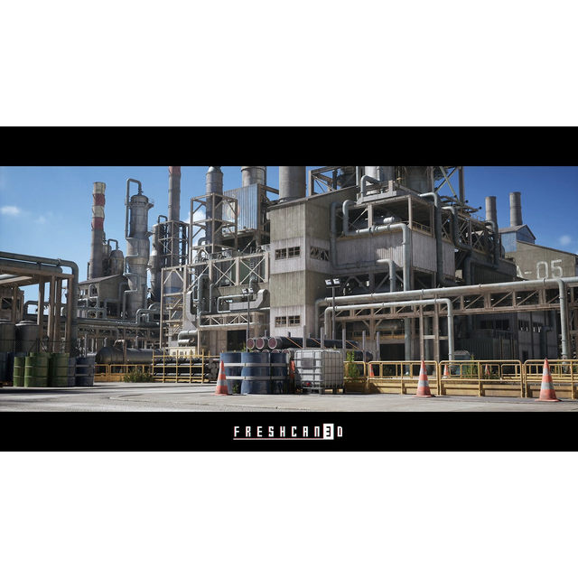 UE5 Unreal 5.1+ realistic chemical plant industrial equipment pipeline factory building film and television level scenes