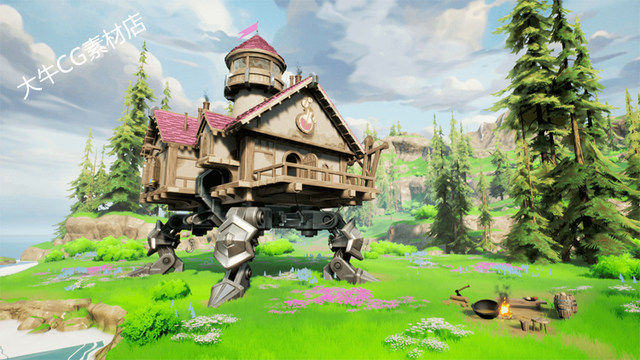 UE4 Unreal UE5 Beautifully Stylized Cartoon Snow Snow Scene Snowy Island Fantasy Scene