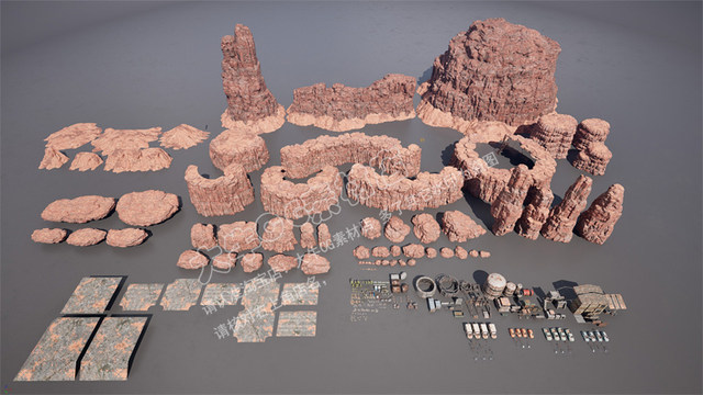 UE5 Unrealistic Western Desert Gobi Road Canyon Factory Scene Environment