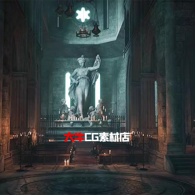 UE5 Old Cathedral Environment The interior and exterior unreal scenes of the ancient old cathedral