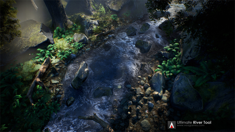 ue4虚幻UE5森林河流小溪流水山路树林场景岩石瀑布环境素材 - 图1