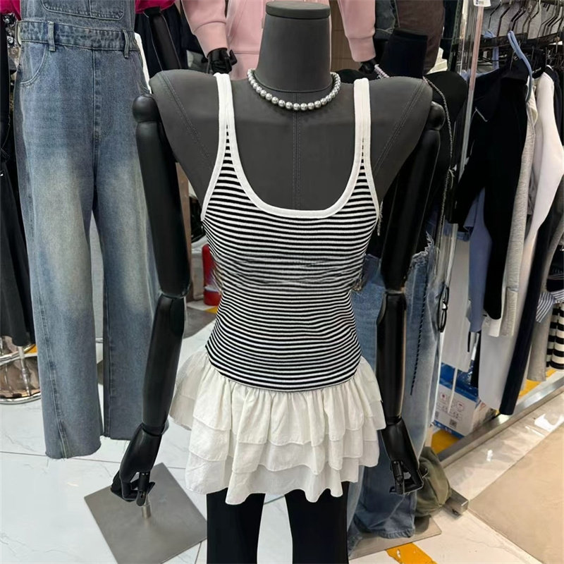 特价东大门新款甜美小众设计感气质百搭荷叶边拼接无袖吊带背心裙,淘宝优惠券,粉丝福利购,淘宝优惠卷