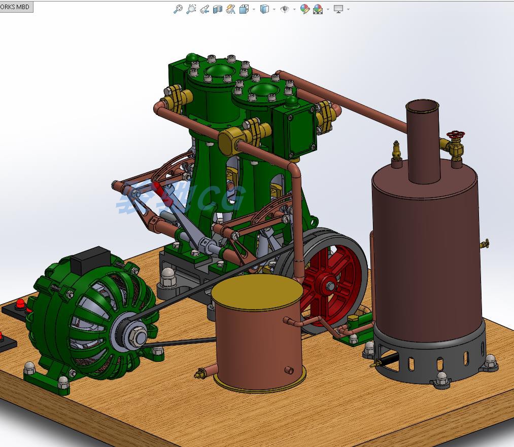 立式蒸汽锅炉发电机组solidworks工业设备制造3d模型三维机械图纸 - 图0