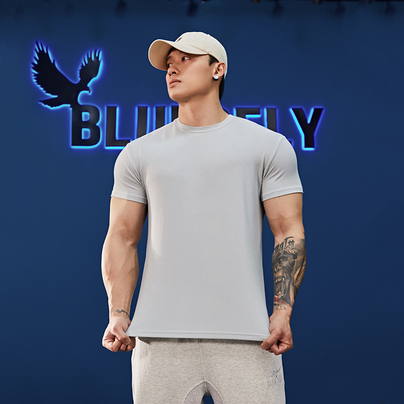BLUESFLY收袖口健身运动短袖t恤男夏季凉感肌肉上衣显大高弹透气,淘宝优惠券,粉丝福利购,淘宝优惠卷