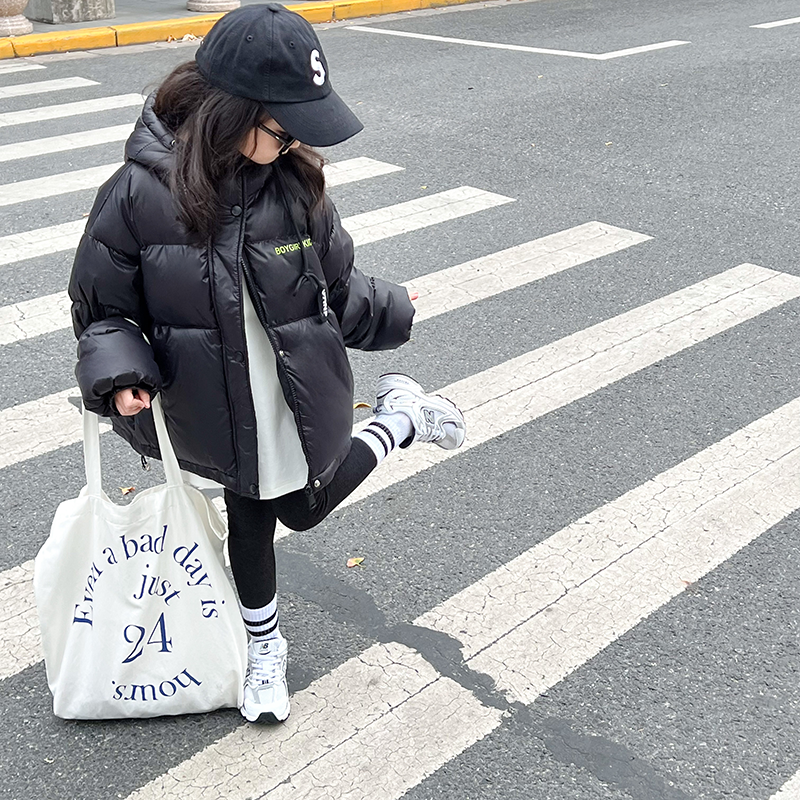 儿童羽绒服2023冬季加厚面包服小童大童短款男童女童白鸭绒外套潮-图0