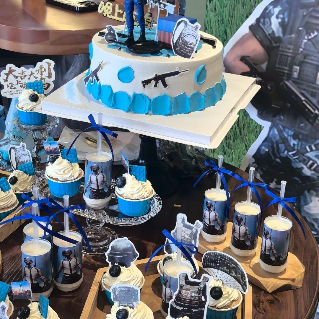 今晚吃鸡主题甜品台装饰摆件生日纸杯推推乐贴纸插牌绝地求生插件,淘宝优惠券,粉丝福利购,淘宝优惠卷