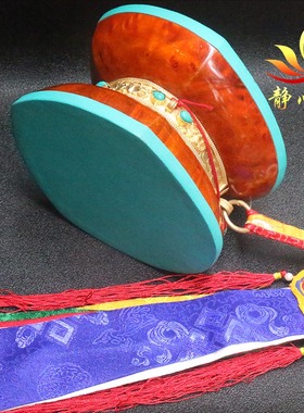 金丝楠手摇鼓供具藏式居家手工