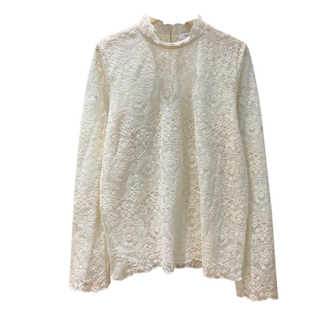 Chic wavy lace embroidered shirt winter bottoming shirt