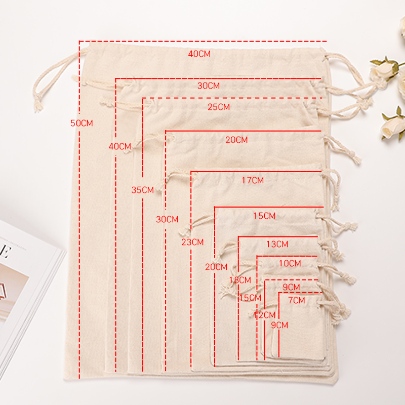 定制束口袋大米包装袋大谷收纳袋帆布袋定制定做袋涤棉袋抽绳袋子 - 图0