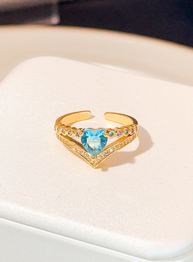 复古星星微镶排钻超闪戒指 个性原创时尚设计感可调节