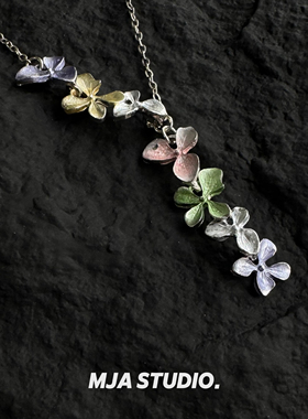 古着银杏叶项链Vintage银项链