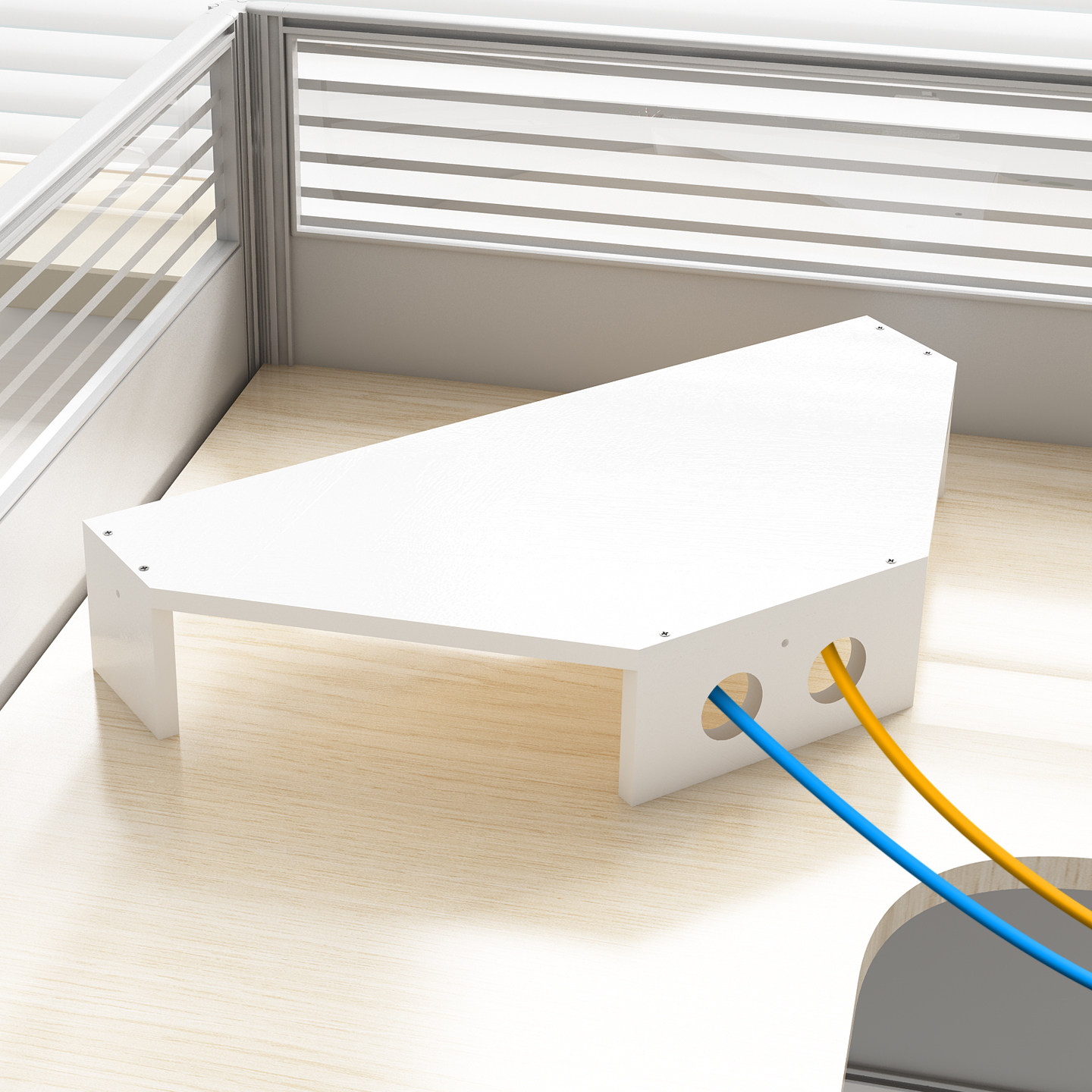 Corner monitor heightening storage rack