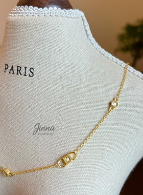 苗语木文艺复古小锆石项链