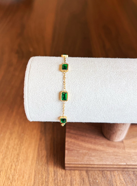 【苗与木】五颗绿方糖手链
